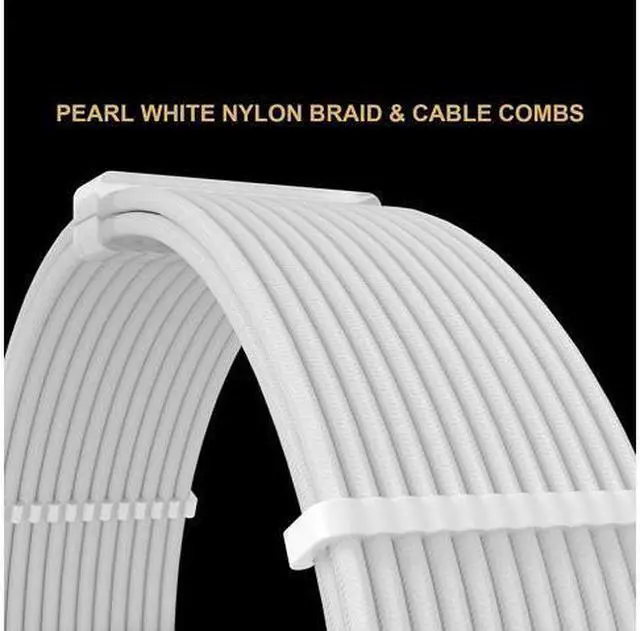 Alt view image 2 of 5 - BUCIER White PSU Extension Cable Kit,Custom Sleeved Power Supply Cable Mod for PC Build 18AWG 24Pin ATX /8 (4+4) Pin EPS CPU Cable /8 (6+2) Pin PCI-E GPU PSU Cables 6PCS with Cable Comes