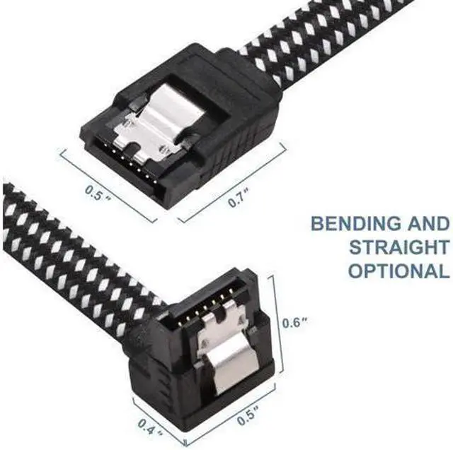 Alt view image 2 of 6 - BUCIER SATA III Cable,Nylon Braided SATA Cable III 6Gbps Straight HDD SDD Data Cable with Locking Latch 18 Inch Compatible for SATA HDD, SSD, CD Driver, CD Writer (3 Packs Black +3 Packs Blue)