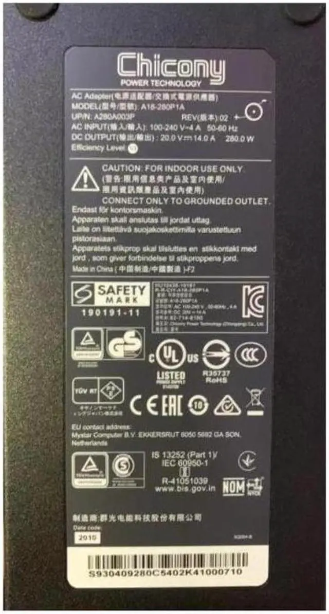 Alt view image 2 of 2 - BUCIER 20V 14A 280W 7.4x5.0mm Chicony A18-280P1A A280A003P AC Adapter For  GE75-9SF GE75-10SFS Laptop Power Supply Charger