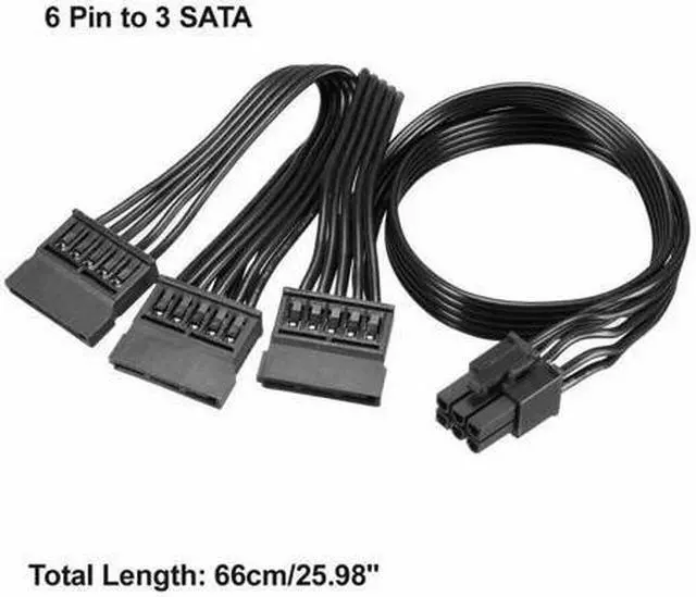 Alt view image 2 of 3 - BUCIER PCIe 6Pin to 3 SATA 15Pin SSD Power Supply Cable For  SF450 SF600 SF750 SFX Full Modular ATX Power Supply Unit PSU 18AWG