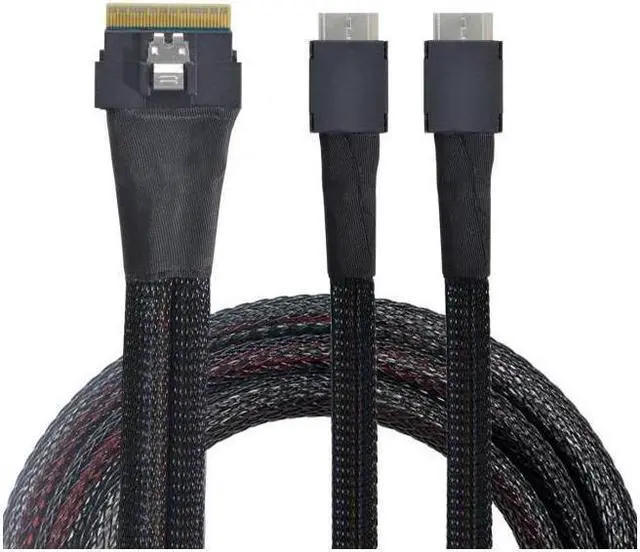 Alt view image 5 of 7 - BUCIER PCI-E Ultraport Slimline SAS Slim 4.0 SFF-8654 8i 74pin to Dual Oculink SFF-8611 Cable 50cm PCI-Express