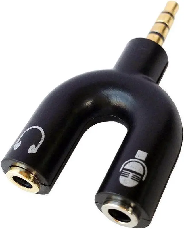 Main image of BUCIER 3.5mm Male to 2 Female Headphone Mic Audio Y Splitter Adapter with Separate Headphone/Microphone Plugs