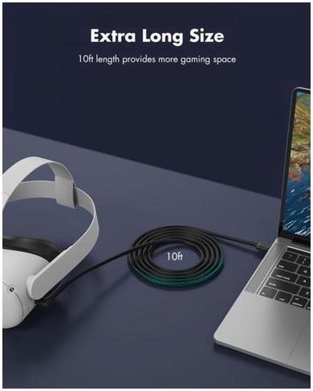Alt view image 2 of 7 - BUCIER KIWI design Link Cable for Oculus Quest 2, 10 Feet/3 Meters High-Speed Data Transfer USB C 3.2 Gen1 Cable to a Gaming PC, Black