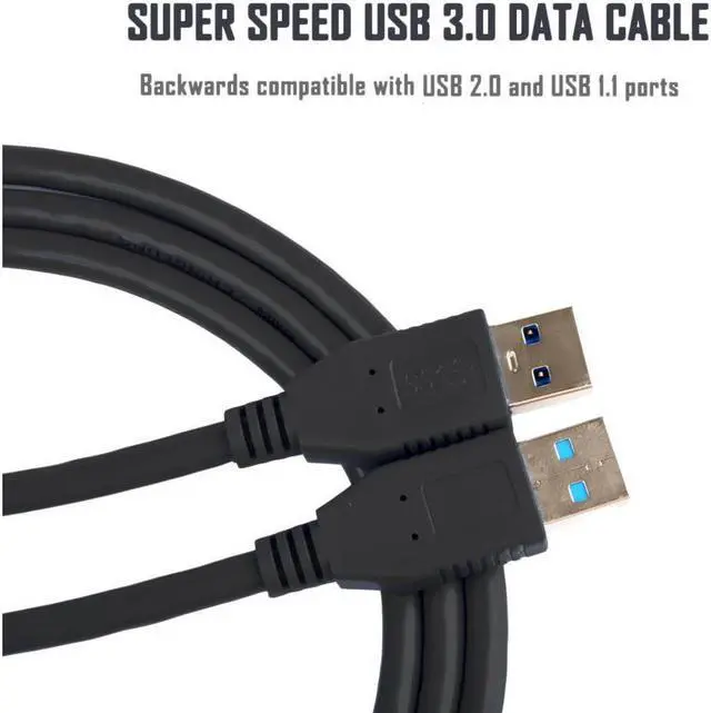 Alt view image 2 of 5 - BUCIER USB 3.0 Cable Male to Male USB to USB Cable SuperSpeed Black 3 Feet