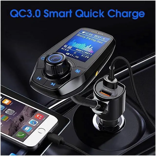 Alt view image 5 of 7 - BUCIER Bluetooth FM Transmitter for Car, Bluetooth Car Adapter, 4-in-1 Car MP3 Player with 1.8 Inch Color Display, AUX Input/Output, 3 Port USB, S Handsfree Call, SD/TF Card, USB Disk,QC3.0,5 EQ Modes