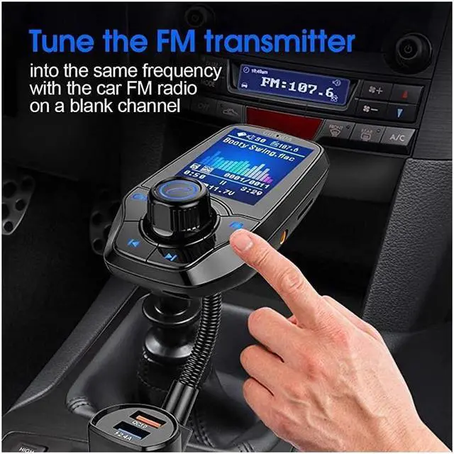 Alt view image 6 of 7 - BUCIER Bluetooth FM Transmitter for Car, Bluetooth Car Adapter, 4-in-1 Car MP3 Player with 1.8 Inch Color Display, AUX Input/Output, 3 Port USB, S Handsfree Call, SD/TF Card, USB Disk,QC3.0,5 EQ Modes