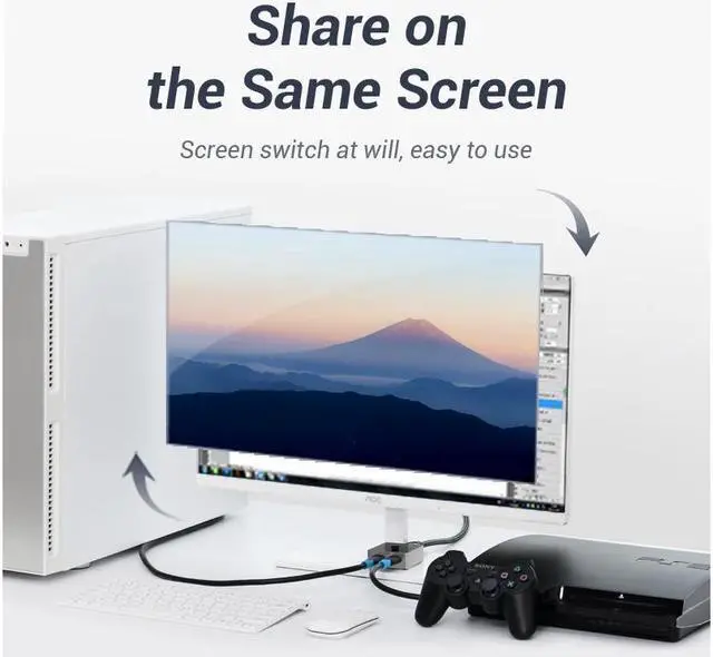 Alt view image 3 of 6 - BUCIER HDMI Switch,Bi-Direction 2×1/1×2 HDMI Splitter 2 Ports HDMI Hub Support 4K@60Hz for HDTV,Blu-Ray Player,Xbox ,PS3 ,PS4