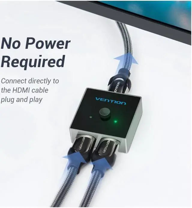 Alt view image 5 of 6 - BUCIER HDMI Switch,Bi-Direction 2×1/1×2 HDMI Splitter 2 Ports HDMI Hub Support 4K@60Hz for HDTV,Blu-Ray Player,Xbox ,PS3 ,PS4