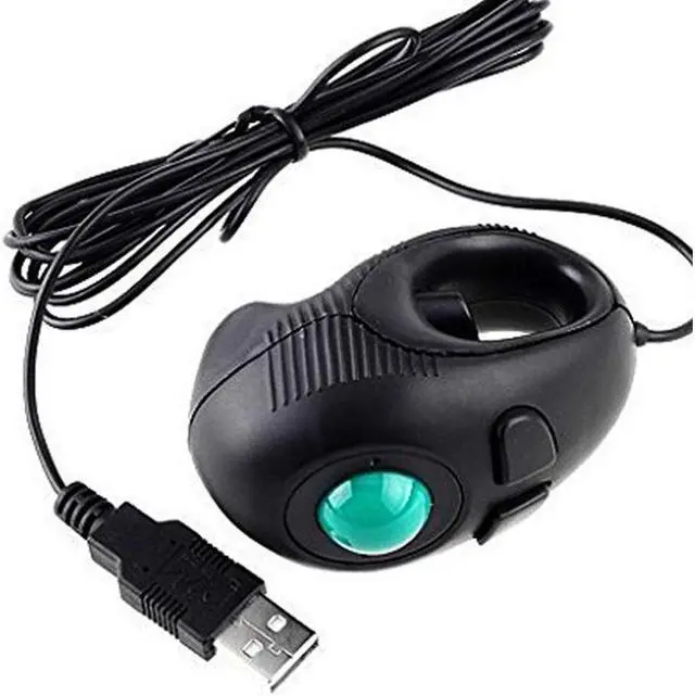 Main image of BUCIER Ergonomic Handheld Trackball Mouse Wired Mini USB Portable Finger Travel Computer Right Left Handed Mice for PC Laptop Mac Window OS Linux Unix