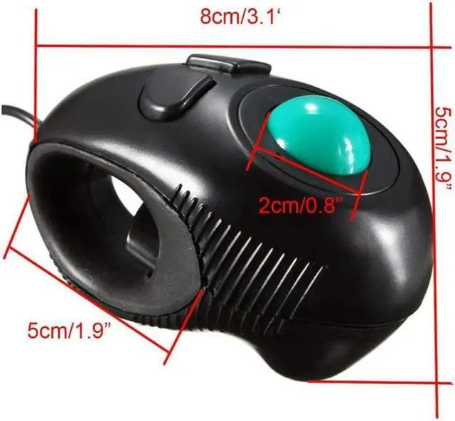 Alt view image 6 of 6 - BUCIER Ergonomic Handheld Trackball Mouse Wired Mini USB Portable Finger Travel Computer Right Left Handed Mice for PC Laptop Mac Window OS Linux Unix