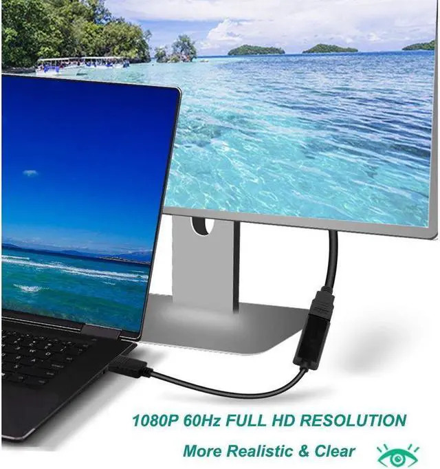 Alt view image 4 of 7 - BUCIER DisplayPort to HDMI, 4K Gold-Plated DP Display Port to HDMI Adapter (Male to Female) Compatible for Lenovo Dell HP And More (4K Black)