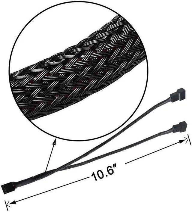 Alt view image 5 of 7 - BUCIER PWM Fan Splitter Cable 1 to 2 Converter, All Black Sleeved Case Fan Splitter Cable, Case Fan Power Duplicator Converter, Dual Case Fan Power Adapter, Case Fan Y Cable, 10.6 inch