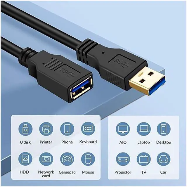 Alt view image 5 of 6 - BUCIER USB 3.0 Extension Cable 20Ft USB 3.0 High Speed Extender Cord Type A Male to A Female for Playstation Xbox USB Flash Drive Card Reader Hard Drive Keyboard Printer Scanner(20Ft/6M)