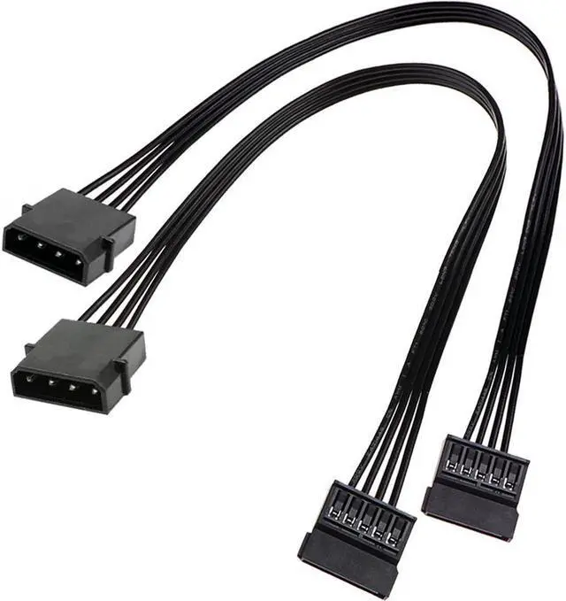 Main image of BUCIER Molex IDE 4 Pin Male to 15 Pin Female SATA Power Converter Adapter Cable Hard Drive HDD SSD Power Extension Cable 24 inches (2 Pack)