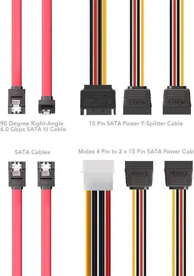 Alt view image 5 of 6 - BUCIER SATA Cable SATA Data Cable and SATA Power Splitter Cable ST1003