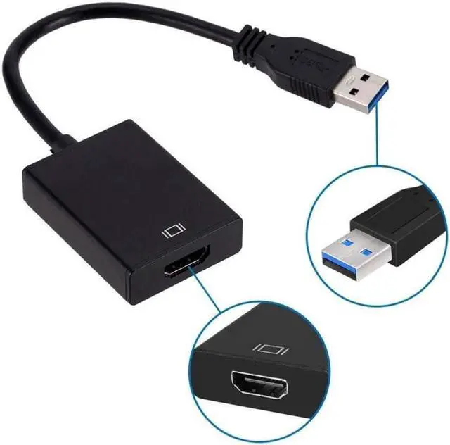 Alt view image 2 of 6 - BUCIER USB to HDMI Adapter USB 3.0/2.0 to HDMI 1080P Video Graphics Cable Converter with Audio for PC Laptop Projector HDTV Compatible with Windows XP 7/8/8.1/10