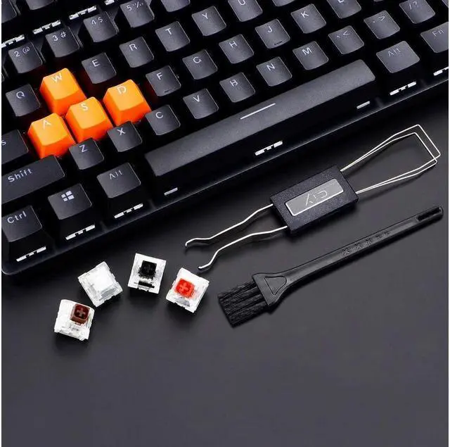 Alt view image 5 of 6 - BUCIER Keycap Puller Switch Puller Stainless Steel Keycap Removal Tool with 2 Pcs Keyboard Cleaning Brush for Mechanical Keyboard