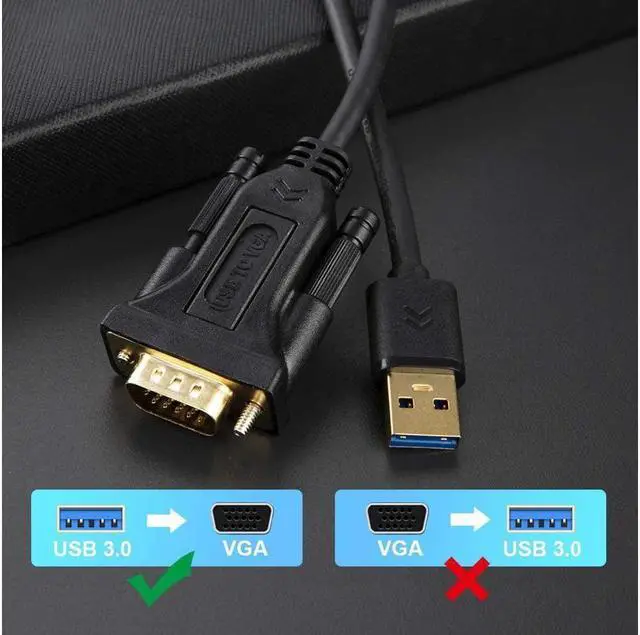Alt view image 2 of 7 - BUCIER 3.0 to VGA Cable 6.6 FT CableCreation USB to VGA 15 Pin Adapter 1080P @ 60Hz with Built-in Driver Only Support Windows 10/8.1/8 / 7 (NO XP/Vista/Mac OS X) 2M /Black