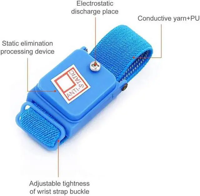 Alt view image 3 of 7 - BUCIER Anti-Static Cordless Wrist Strap Wireless Static Industrial Discharge Wristband with Carbon Fiber PU Coated Finger Anti-static Gloves 5-piece set