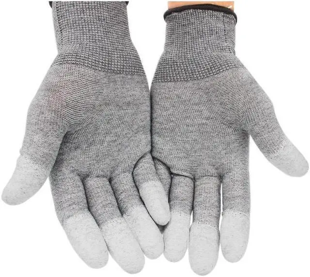 Alt view image 5 of 7 - BUCIER Anti-Static Cordless Wrist Strap Wireless Static Industrial Discharge Wristband with Carbon Fiber PU Coated Finger Anti-static Gloves 5-piece set