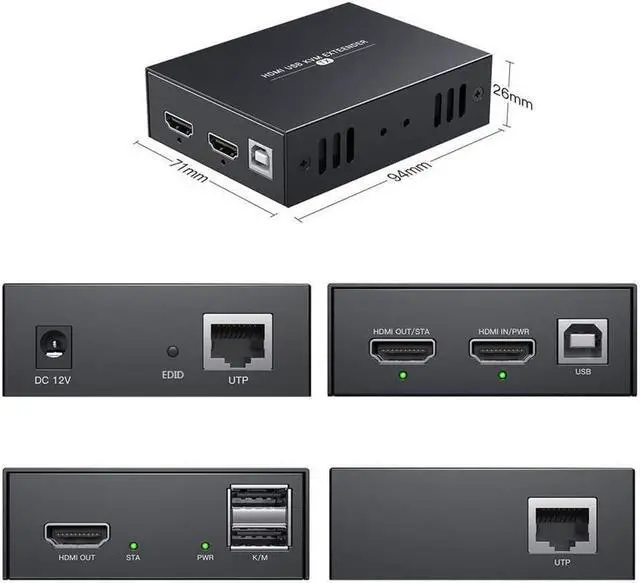 Main image of BUCIER HDMI KVM USB Extender Transmit 1080p HD Video Over Cat5e/6 Ethernet Cable 50m (164ft) for Mouse and Keyboard Control Remote Signals