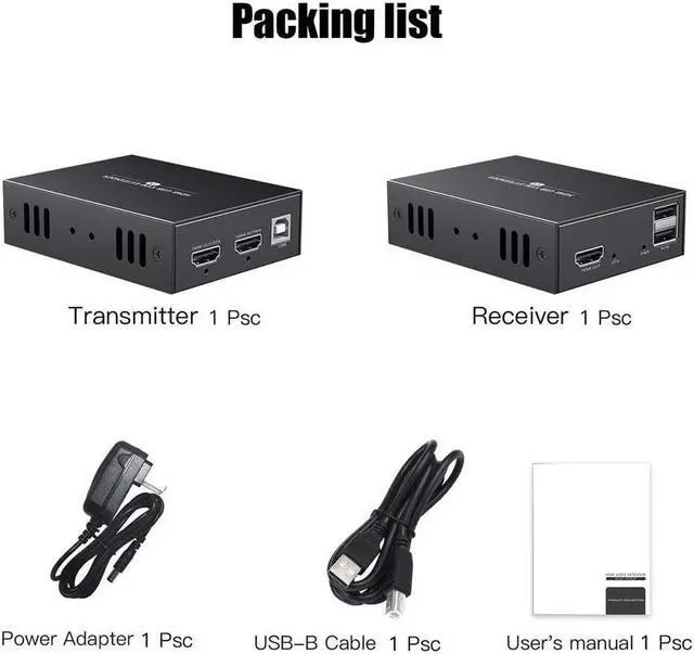 Alt view image 7 of 7 - BUCIER HDMI KVM USB Extender Transmit 1080p HD Video Over Cat5e/6 Ethernet Cable 50m (164ft) for Mouse and Keyboard Control Remote Signals
