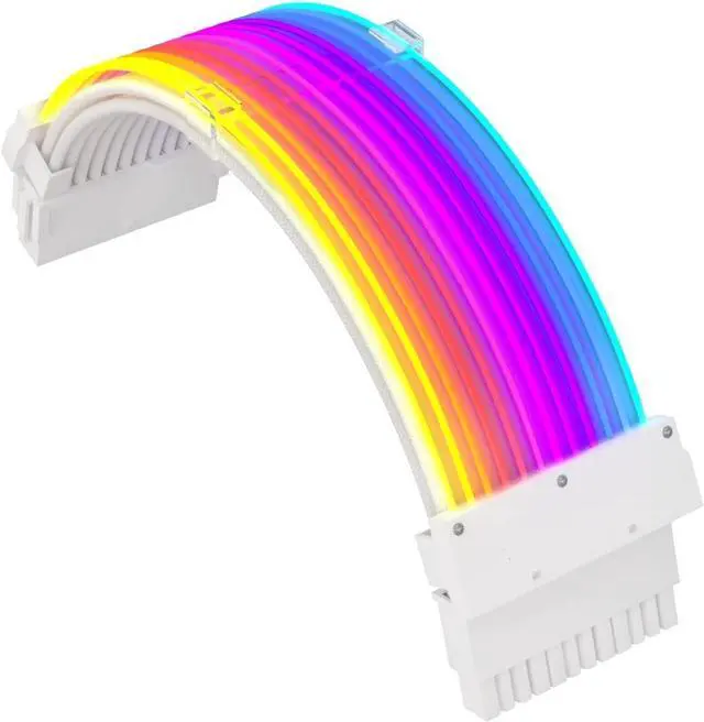 Main image of BUCIER RGB PSU Cables,ARGB Motherboard Power Supply Cable,24 Pin Sleeved Cable Extension Kit,Strimer Extension Cable Kit 5V 3Pin Synchronized,Customed White PC Chassis(White Connector A Style)