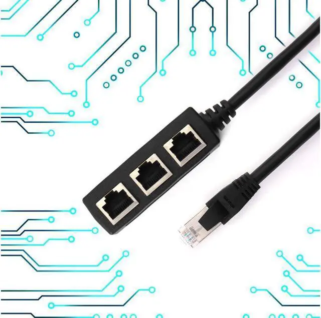 Alt view image 4 of 7 - Network 1 Port to 3 PortsSplitter Network Ethernet RJ45 eight-core network cable Ethernet extension cable socket adapter