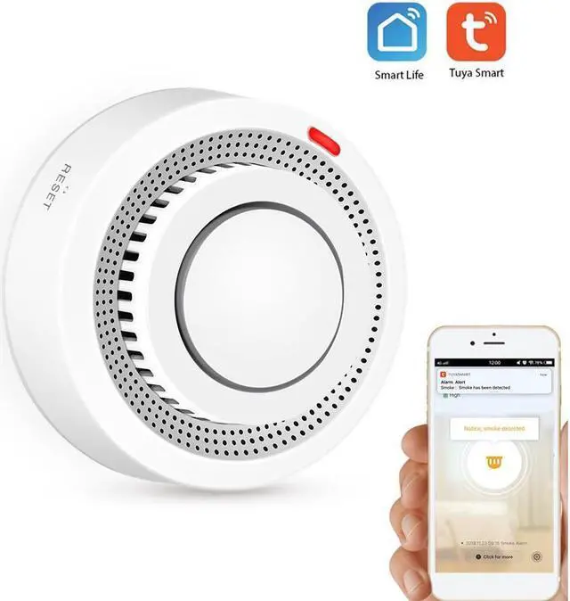 Main image of BUCIER  Wifi Smoke Detector Smart Fire Alarm Sensor Wireless Security System Smart Life Tuya APP Control Smart Home for Home Kitchen / Store / Hotel / Factory