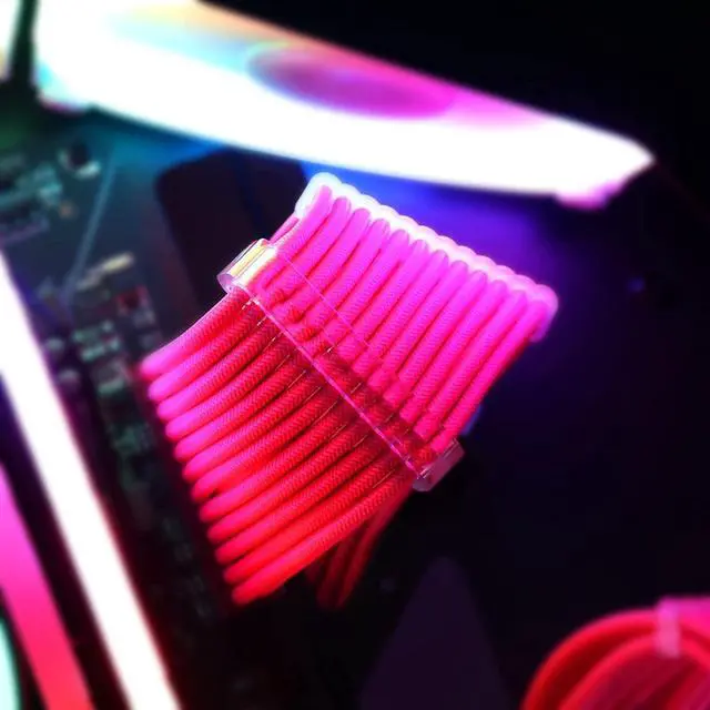 Alt view image 5 of 6 - BUCIER  PSU Extension Cable Kit Custom Sleeved Power Supply Cable Mod for PC Build 18AWG 24Pin ATX /8 (4+4) Pin EPS CPU Cable /8 (6+2) Pin PCI-E GPU PSU Cables 6PCS with Cable Comes  Pink