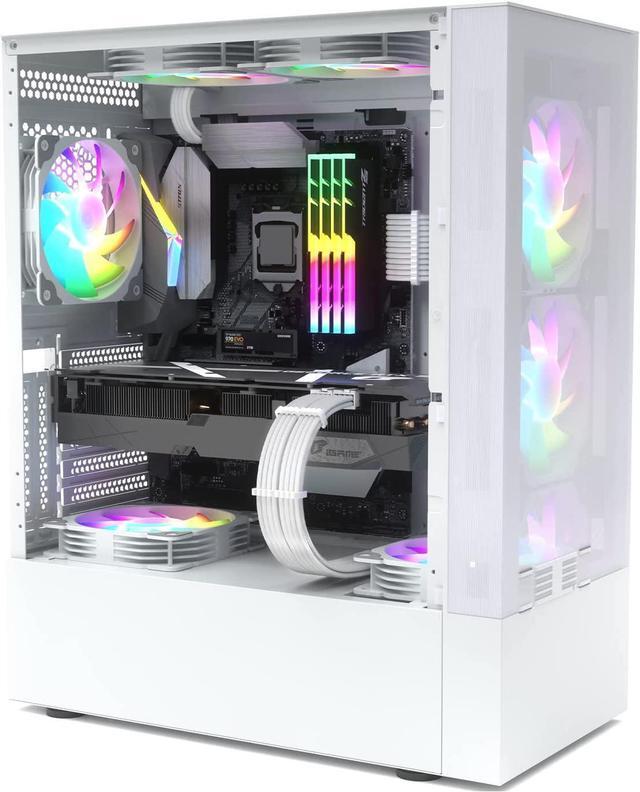 Alt view image 3 of 5 - BUCIER  White PSU Extension Cable Kit,Custom Sleeved Power Supply Cable Mod for PC Build 18AWG 24Pin ATX /8 (4+4) Pin EPS CPU Cable /8 (6+2) Pin PCI-E GPU PSU Cables 6PCS with Cable Comes