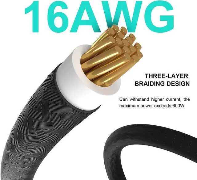 Alt view image 3 of 7 - BUCIER 16Pin Cable,PCIE GPU Cables,Sleeved 12vhpwr PSU Extension Cable,Mini 12+4 Pin Connector for RTX 3090Ti,4070Ti 4080,4090 Graphics Card Power Supply 16AWG Black