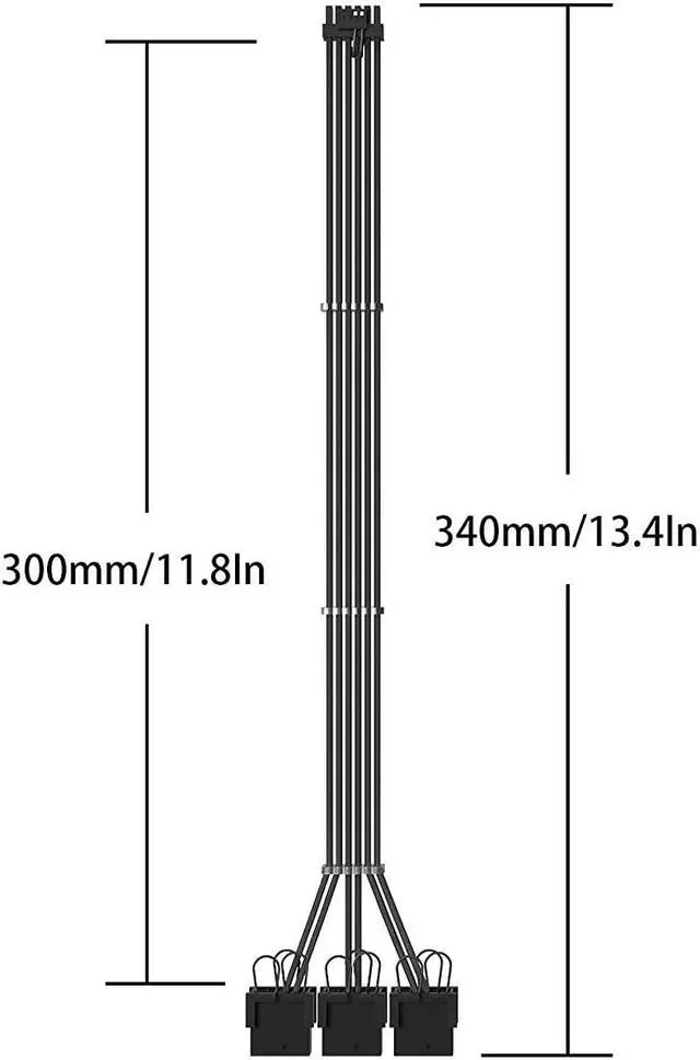 Alt view image 6 of 7 - BUCIER 16Pin Cable,PCIE GPU Cables,Sleeved 12vhpwr PSU Extension Cable,Mini 12+4 Pin Connector for RTX 3090Ti,4070Ti 4080,4090 Graphics Card Power Supply 16AWG Black