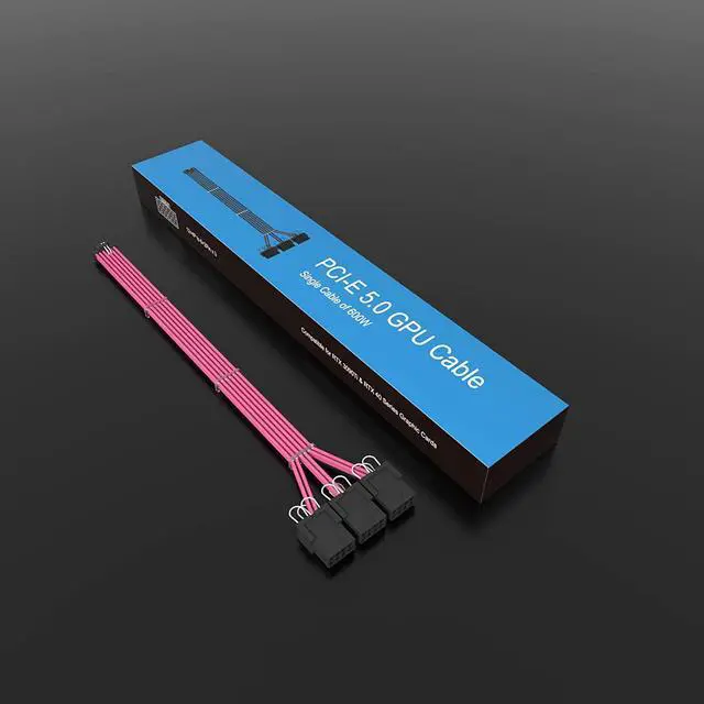 Alt view image 7 of 7 - BUCIER 16Pin Cable,PCIE GPU Cables,Sleeved 12vhpwr PSU Extension Cable,Mini 12+4 Pin Connector for RTX 3090Ti,4070Ti 4080,4090 Graphics Card Power Supply 16AWG Black Pink