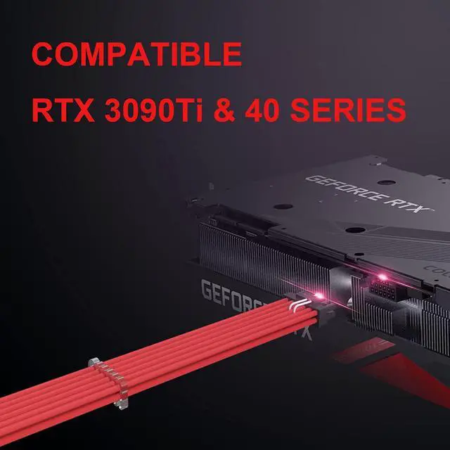 Alt view image 5 of 7 - BUCIER 16Pin Cable,PCIE GPU Cables,Sleeved 12vhpwr PSU Extension Cable,Mini 12+4 Pin Connector for RTX 3090Ti,4070Ti 4080,4090 Graphics Card Power Supply 16AWG  Red