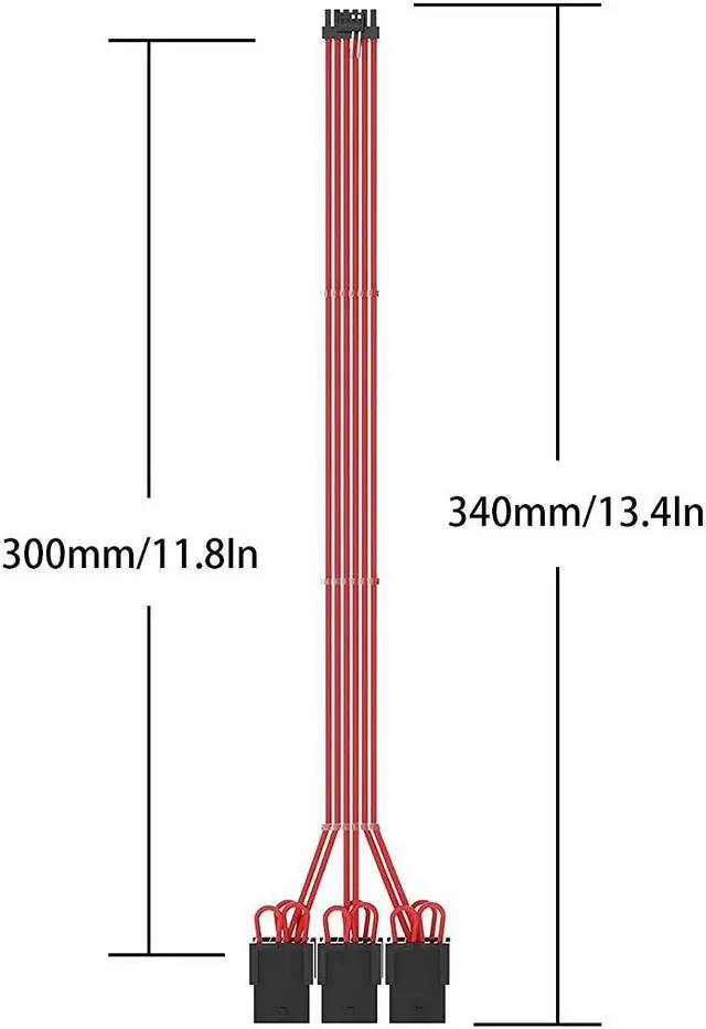 Alt view image 6 of 7 - BUCIER 16Pin Cable,PCIE GPU Cables,Sleeved 12vhpwr PSU Extension Cable,Mini 12+4 Pin Connector for RTX 3090Ti,4070Ti 4080,4090 Graphics Card Power Supply 16AWG  Red