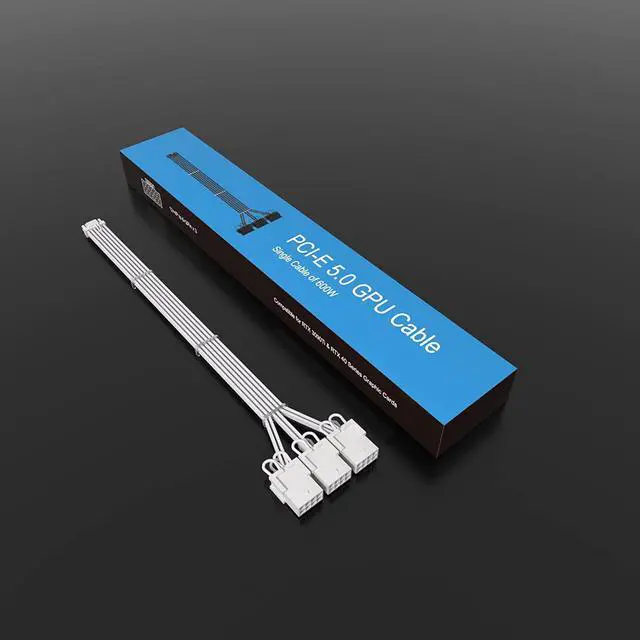 Alt view image 7 of 7 - BUCIER 16Pin Cable,PCIE GPU Cables,Sleeved 12vhpwr PSU Extension Cable,Mini 12+4 Pin Connector for RTX 3090Ti,4070Ti 4080,4090 Graphics Card Power Supply 16AWG  White