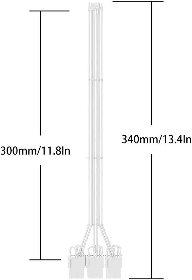 Alt view image 6 of 7 - BUCIER 16Pin Cable,PCIE GPU Cables,Sleeved 12vhpwr PSU Extension Cable,Mini 12+4 Pin Connector for RTX 3090Ti,4070Ti 4080,4090 Graphics Card Power Supply 16AWG  White