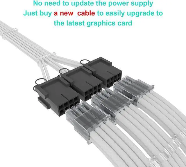 Alt view image 5 of 7 - BUCIER 16Pin Cable,PCIE GPU Cables,Sleeved 12vhpwr PSU Extension Cable,Mini 12+4 Pin Connector for RTX 3090Ti,4070Ti 4080,4090 Graphics Card Power Supply 16AWG White & Black