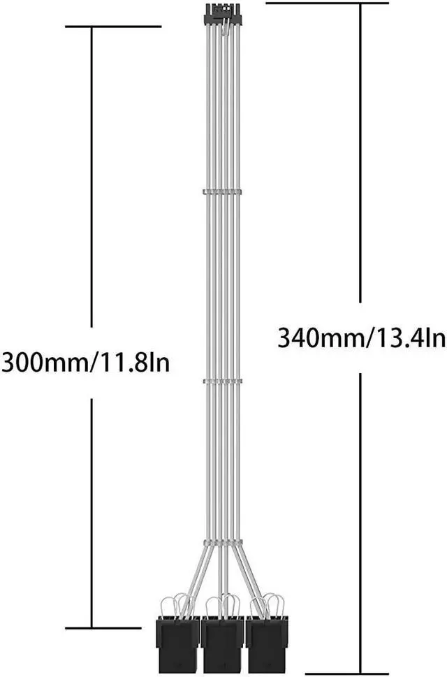 Alt view image 6 of 7 - BUCIER 16Pin Cable,PCIE GPU Cables,Sleeved 12vhpwr PSU Extension Cable,Mini 12+4 Pin Connector for RTX 3090Ti,4070Ti 4080,4090 Graphics Card Power Supply 16AWG White & Black