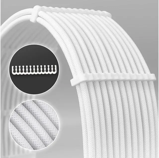 Alt view image 6 of 7 - BUCIER PSU Cables, Sleeved Cable Extension Kit /24pin ATX /4+4pin EPS /8-pin PCI-E /6pin PCI-E PSU Extension Cable Kit 30cm Length with Combs, White ConnectorWhite