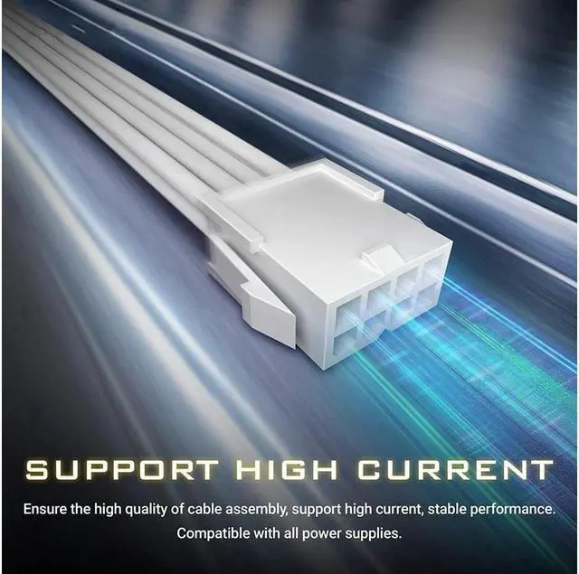 Alt view image 4 of 7 - BUCIER PSU Cables, Sleeved Cable Extension Kit /24pin ATX /4+4pin EPS /8-pin PCI-E /6pin PCI-E PSU Extension Cable Kit 30cm Length with Combs, White ConnectorWhite