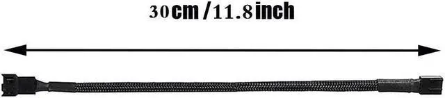 Alt view image 3 of 6 - BUCIER 5 Pack- 11.8 inch PWM Fan Extension Cable PC Fan Extension Cable Compatible with ATX Case 3 Pin & 4 Pin Cooling Fans Durable Black Nylon Braided Case Fan Extension Cable