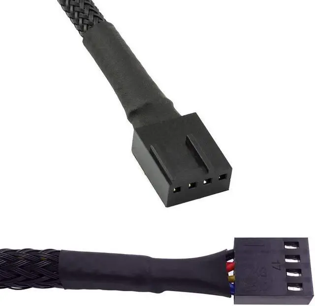 Alt view image 4 of 6 - BUCIER 5 Pack- 11.8 inch PWM Fan Extension Cable PC Fan Extension Cable Compatible with ATX Case 3 Pin & 4 Pin Cooling Fans Durable Black Nylon Braided Case Fan Extension Cable