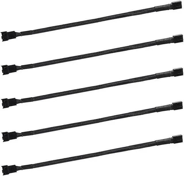 Alt view image 6 of 6 - BUCIER 5 Pack- 11.8 inch PWM Fan Extension Cable PC Fan Extension Cable Compatible with ATX Case 3 Pin & 4 Pin Cooling Fans Durable Black Nylon Braided Case Fan Extension Cable