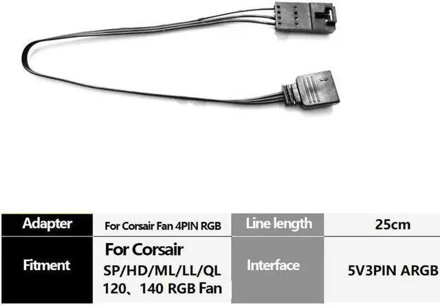 Main image of BUCIER For Motherboard RGB (Aura/Mystic Light) to Fan 4Pin Adapter Cable 25cm