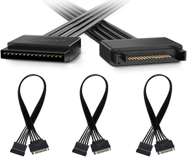 Main image of BUCIER 15 Pin SATA Power Extension Cable, 3pcs 13" Male to Female Extender Cable Cord Adapter for HDD, SSD, Optical Drives, DVD Burners, PCI Cards and Hard Drive Disk