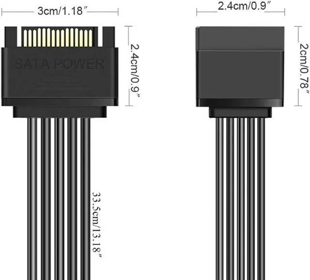 Alt view image 4 of 7 - BUCIER 15 Pin SATA Power Extension Cable, 3pcs 13" Male to Female Extender Cable Cord Adapter for HDD, SSD, Optical Drives, DVD Burners, PCI Cards and Hard Drive Disk