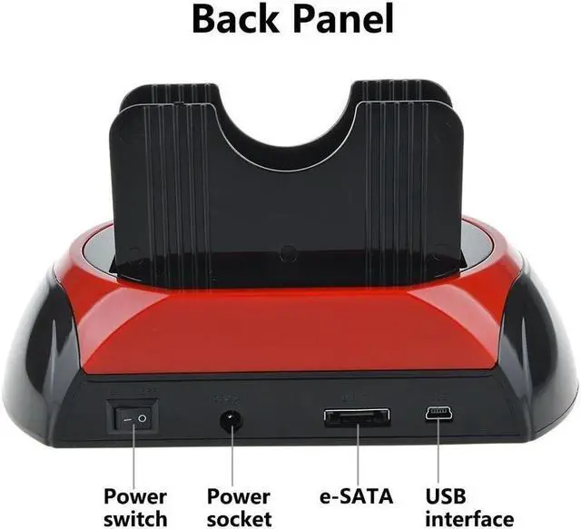 Alt view image 3 of 7 - BUCIER Hard Drive Docking Station For SATA & IDE, USB to 2.5" 3.5" SATA IDE Dual bay External Enclosure, All in 1 Card Reader XD/TF/MS/CF/ SD card, USB Hub function. for 2.5" 3.5 IDE SATA I/II/III HDD