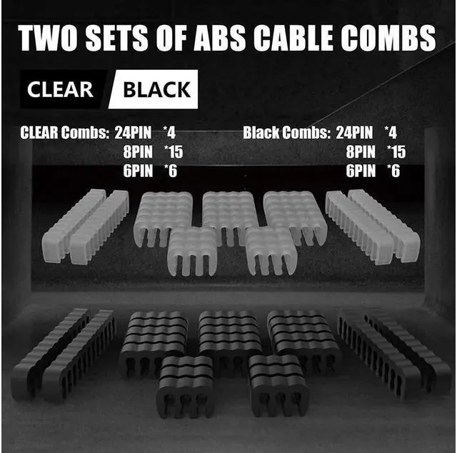 Alt view image 2 of 5 - BUCIER PSU Cable Extension Kit 30CM Length with Two Sets of Cable Combs,1x24Pin/2x8Pin(4+4)/3x8Pin(6P+2P) PC Sleeved Cable for ATX Power Supply (Black)